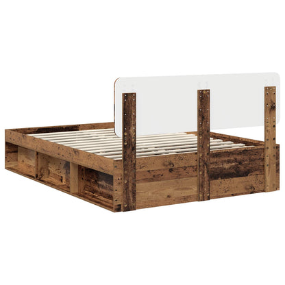 Bed Frame with Headboard Old Wood 140 x 190 cm Solid Pine Wood