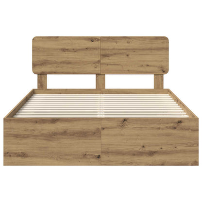 Bed Frame Artisian Oak 140 x 190 cm Solid Pine Wood