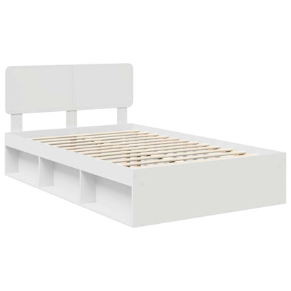 Bed Frame with Headboard White 135 x 190 cm Solid Pine Wood