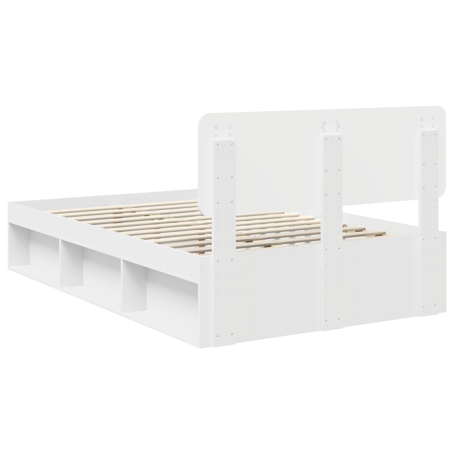 Bed Frame with Headboard White 135 x 190 cm Solid Pine Wood
