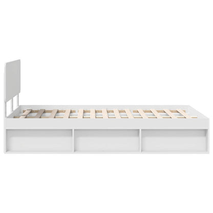 Bed Frame with Headboard White 135 x 190 cm Solid Pine Wood