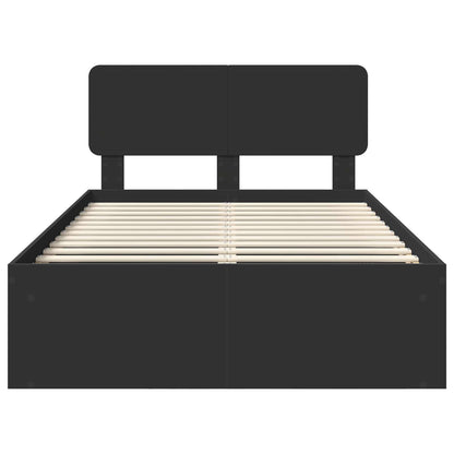 Bed Frame with Headboard Black 135 x 190 cm Solid Pine Wood