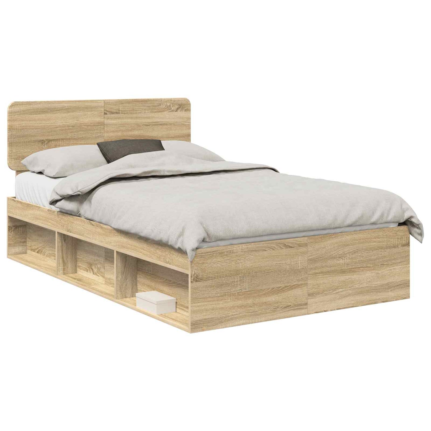 Bed Frame Sonoma Oak 135 x 190 cm Solid Pine Wood