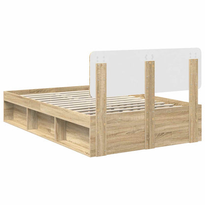 Bed Frame Sonoma Oak 135 x 190 cm Solid Pine Wood