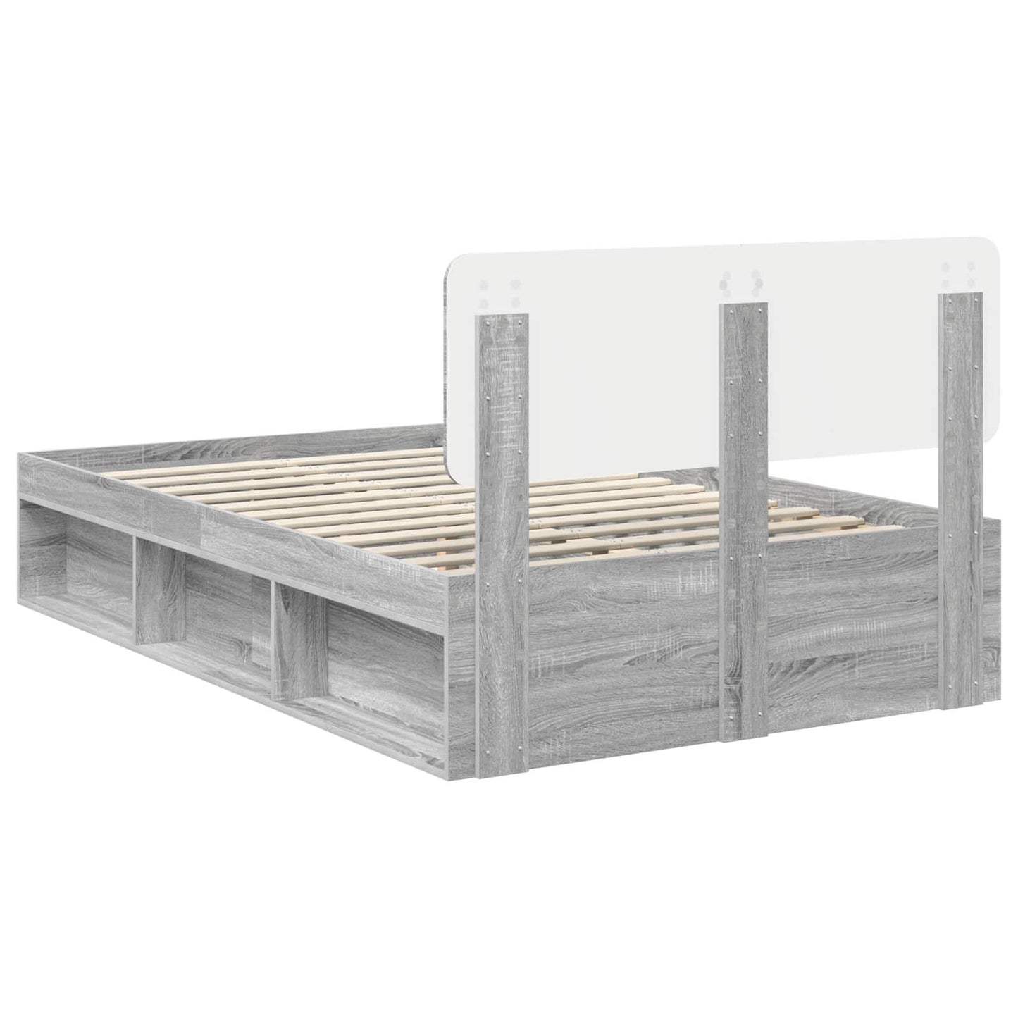 Bed Frame Grey Sonoma 135 x 190 cm Solid Pine Wood