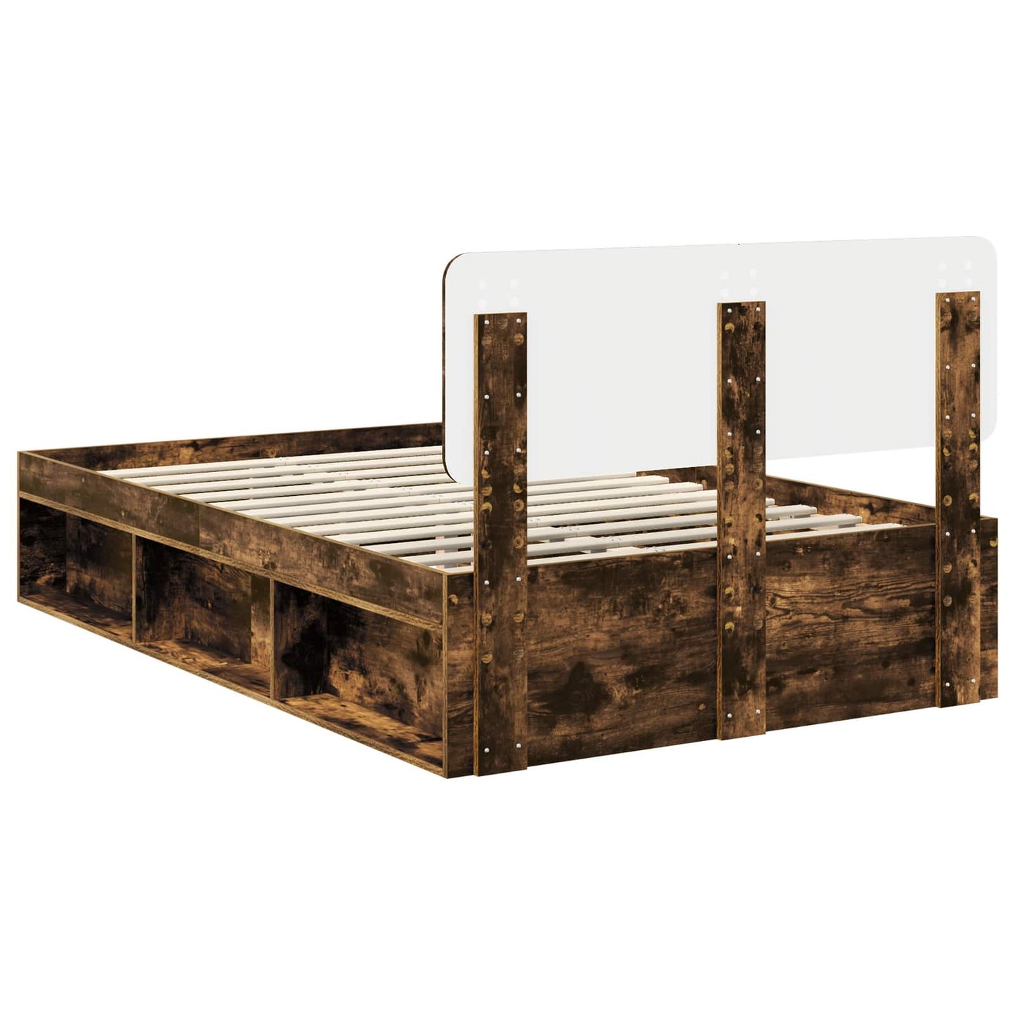 Bed Frame Smoked Oak 120 x 200 cm Solid Pine Wood