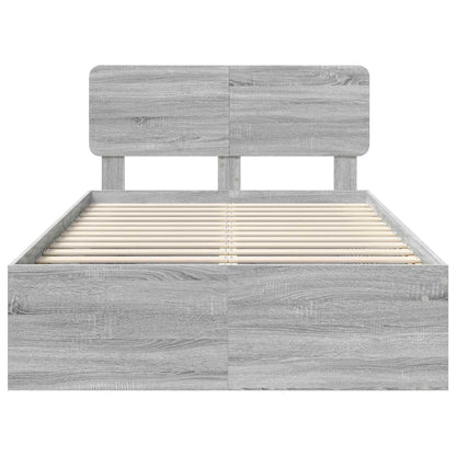 Bed Frame Grey Sonoma 120 x 200 cm Solid Pine Wood