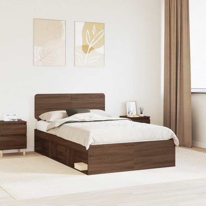 Bed Frame with Headboard Brown Oak 120 x 200 cm Solid Pine Wood