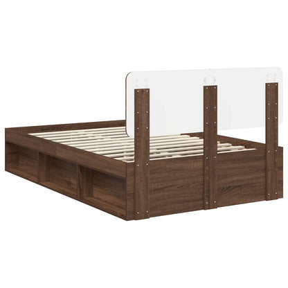 Bed Frame with Headboard Brown Oak 120 x 200 cm Solid Pine Wood