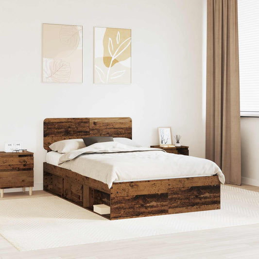Bed Frame with Headboard Old Wood 120 x 200 cm Solid Pine Wood