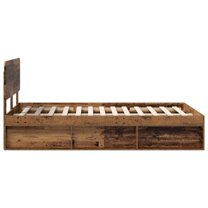 Bed Frame with Headboard Old Wood 120 x 200 cm Solid Pine Wood