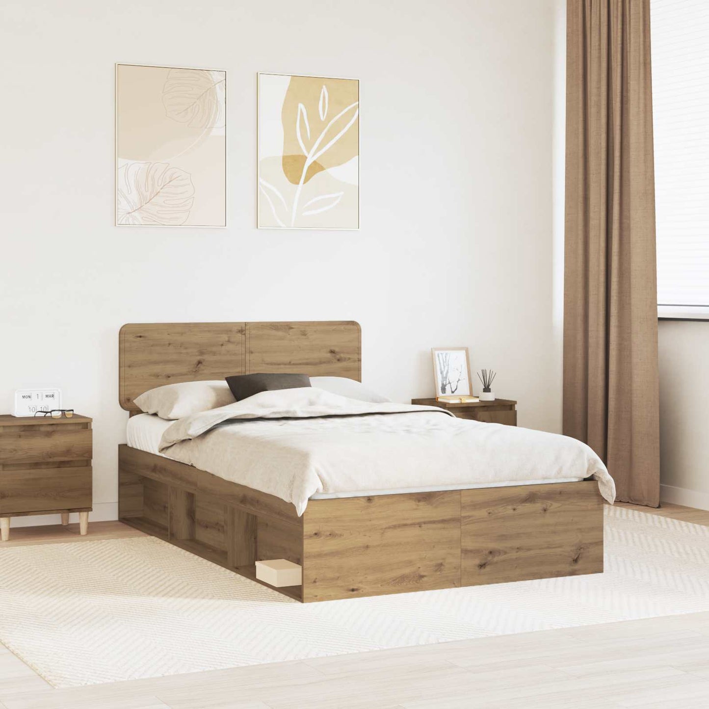 Bed Frame Artisian Oak 120 x 200 cm Solid Pine Wood