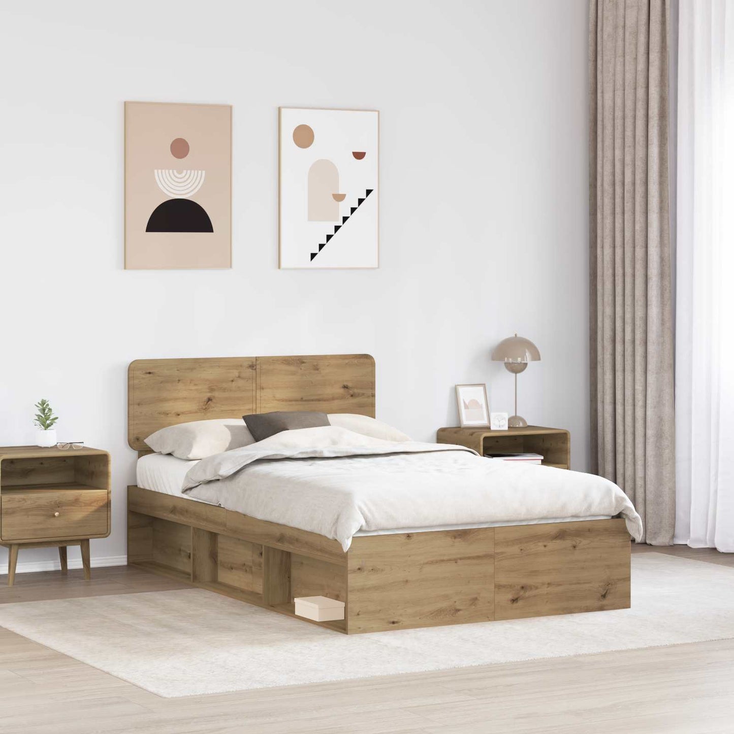 Bed Frame Artisian Oak 120 x 200 cm Solid Pine Wood