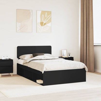 Bed Frame with Headboard Black 120 x 190 cm Solid Pine Wood