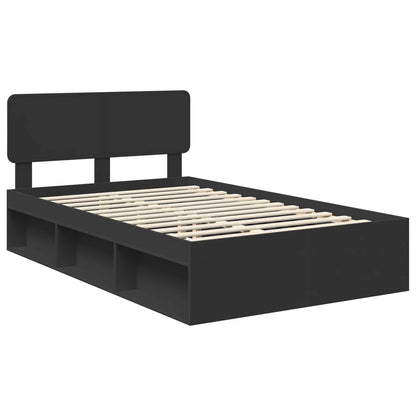 Bed Frame with Headboard Black 120 x 190 cm Solid Pine Wood
