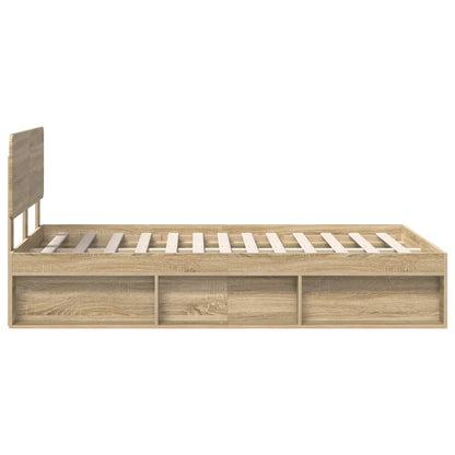 Bed Frame with Headboard Sonoma 120 x 190 cm Solid Pine Wood
