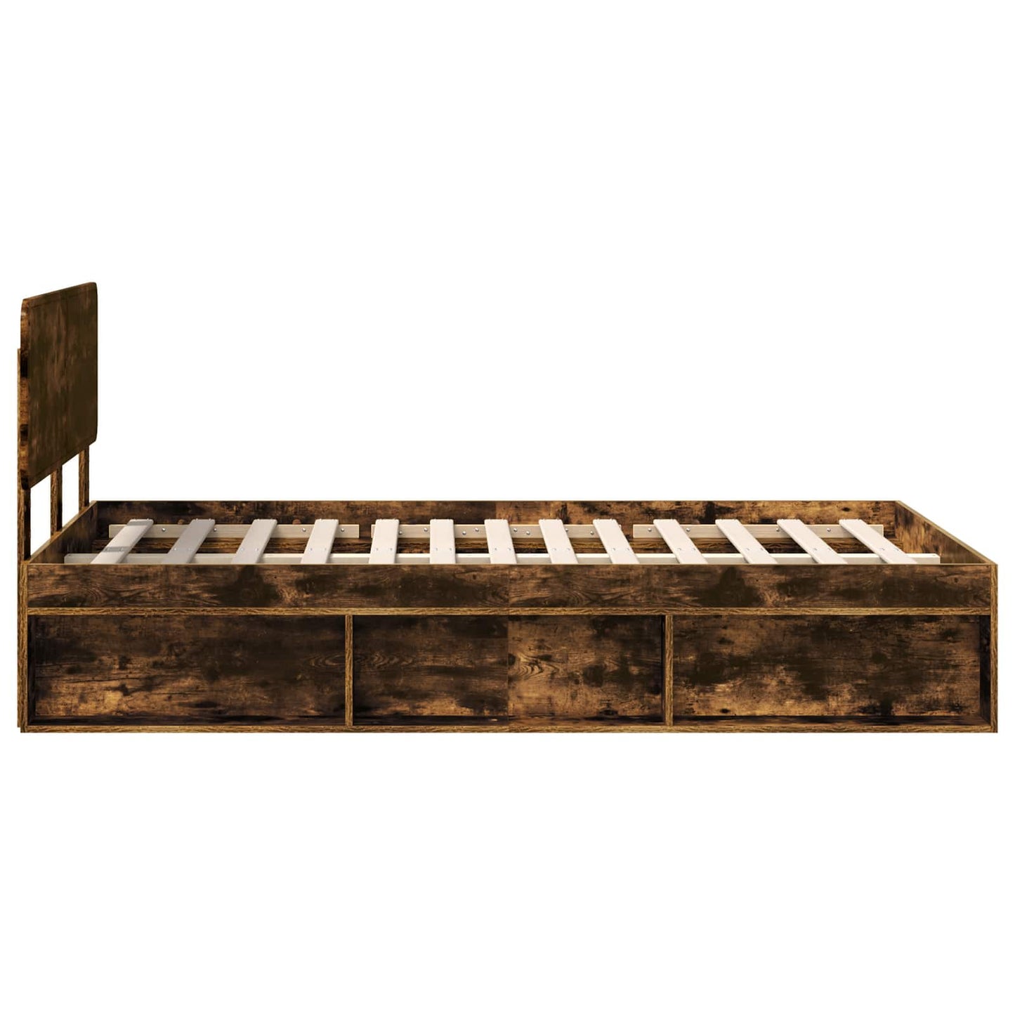 Bed Frame Smoked Oak 120 x 190 cm Solid Pine Wood