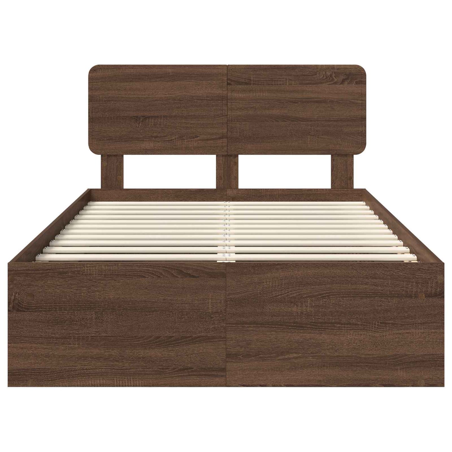 Bed Frame with Headboard Brown Oak 120 x 190 cm Solid Pine Wood