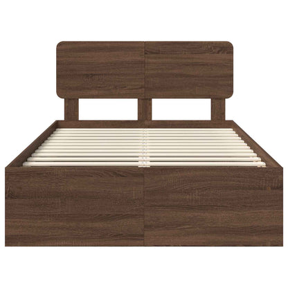 Bed Frame with Headboard Brown Oak 120 x 190 cm Solid Pine Wood