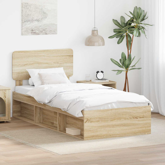 Bed Frame with Headboard Sonoma 100 x 200 cm Solid Pine Wood