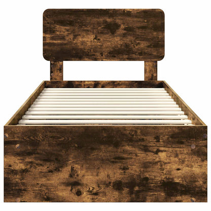 Bed Frame Smoked Oak 100 x 200 cm Solid Pine Wood