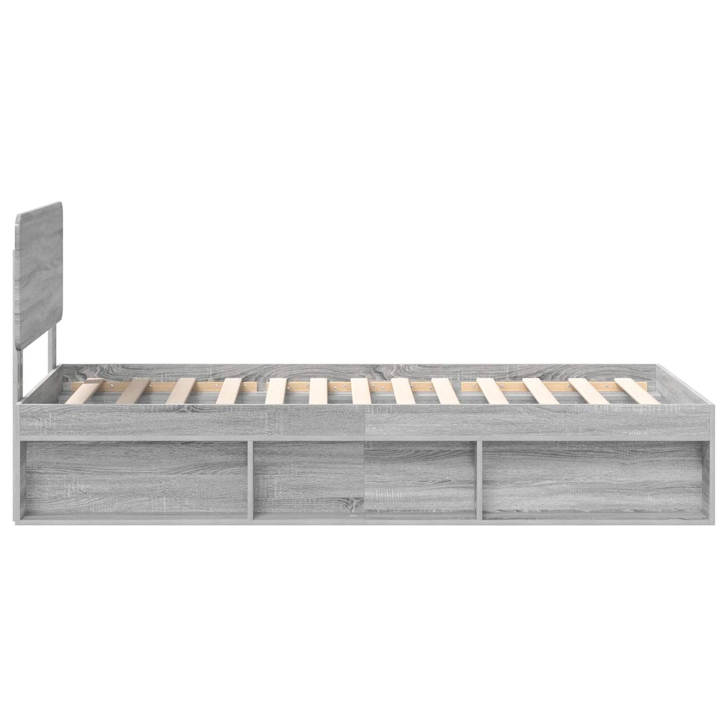 Bed Frame Grey Sonoma 100 x 200 cm Solid Pine Wood