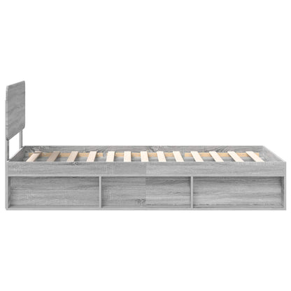 Bed Frame Grey Sonoma 100 x 200 cm Solid Pine Wood
