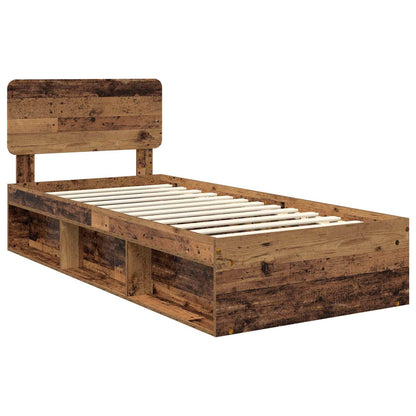 Bed Frame with Headboard Old Wood 100 x 200 cm Solid Pine Wood