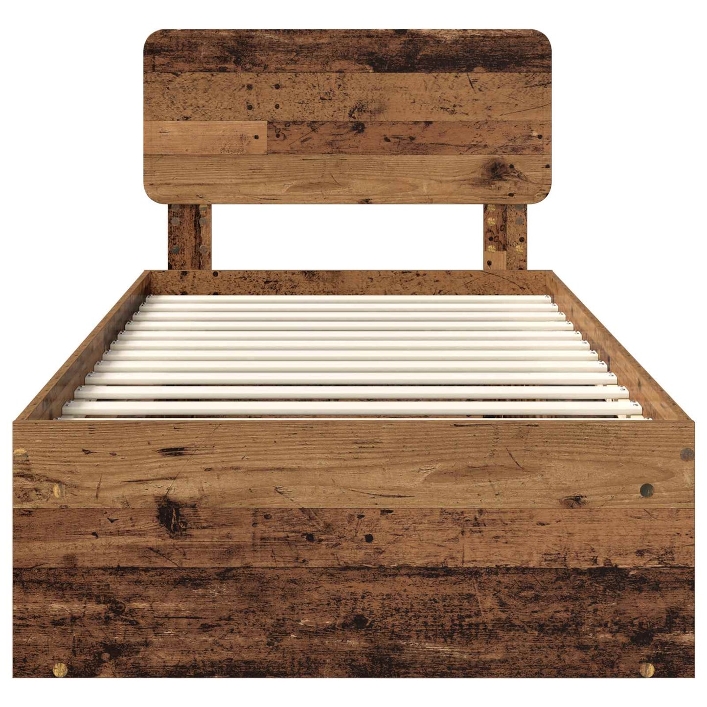 Bed Frame with Headboard Old Wood 100 x 200 cm Solid Pine Wood