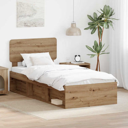 Bed Frame Artisian Oak 100 x 200 cm Solid Pine Wood