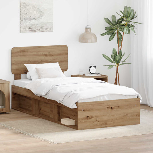 Bed Frame Artisian Oak 100 x 200 cm Solid Pine Wood