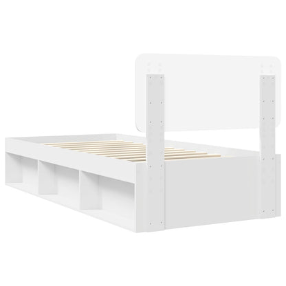 Bed Frame with Headboard White 90 x 200 cm Solid Pine Wood