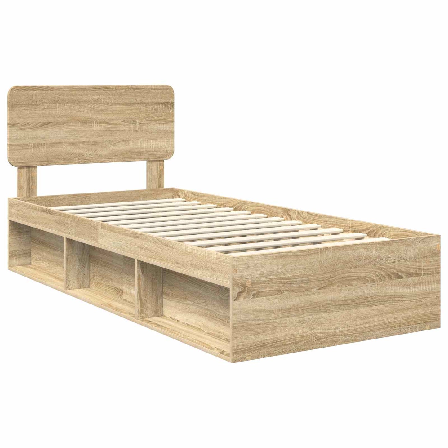 Bed Frame with Headboard Sonoma Oak 90 x 200 cm Solid Pine Wood
