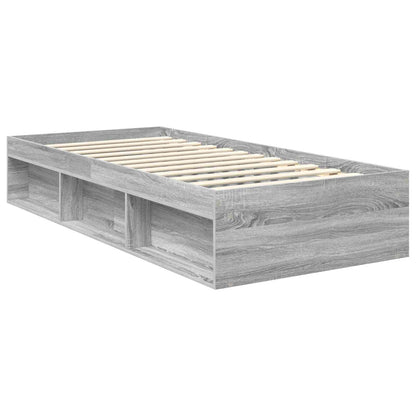 Bed Frame Grey Sonoma 90 x 200 cm Solid Pine Wood