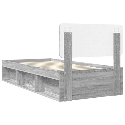 Bed Frame Grey Sonoma 90 x 200 cm Solid Pine Wood