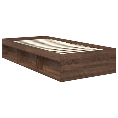 Bed Frame with Headboard Brown Oak 90 x 200 cm Solid Pine Wood