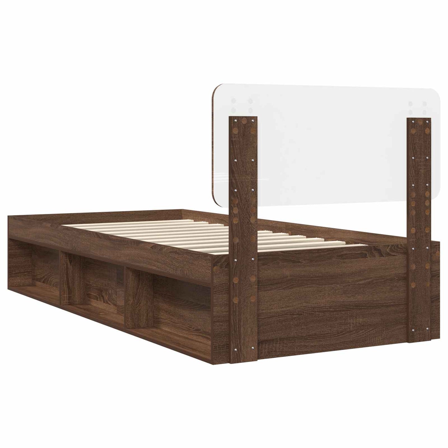 Bed Frame with Headboard Brown Oak 90 x 200 cm Solid Pine Wood
