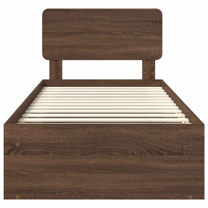 Bed Frame with Headboard Brown Oak 90 x 200 cm Solid Pine Wood