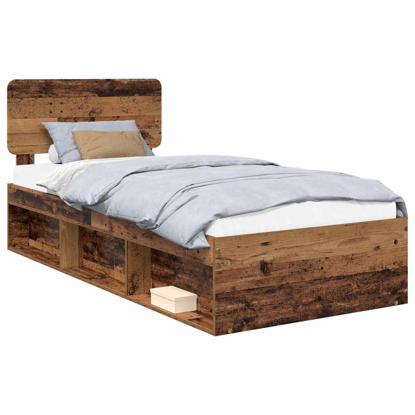 Bed Frame with Headboard Old Wood 90 x 200 cm Solid Pine Wood