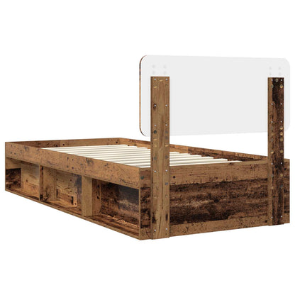 Bed Frame with Headboard Old Wood 90 x 200 cm Solid Pine Wood