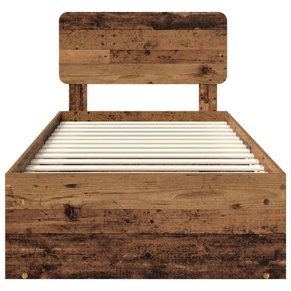 Bed Frame with Headboard Old Wood 90 x 200 cm Solid Pine Wood