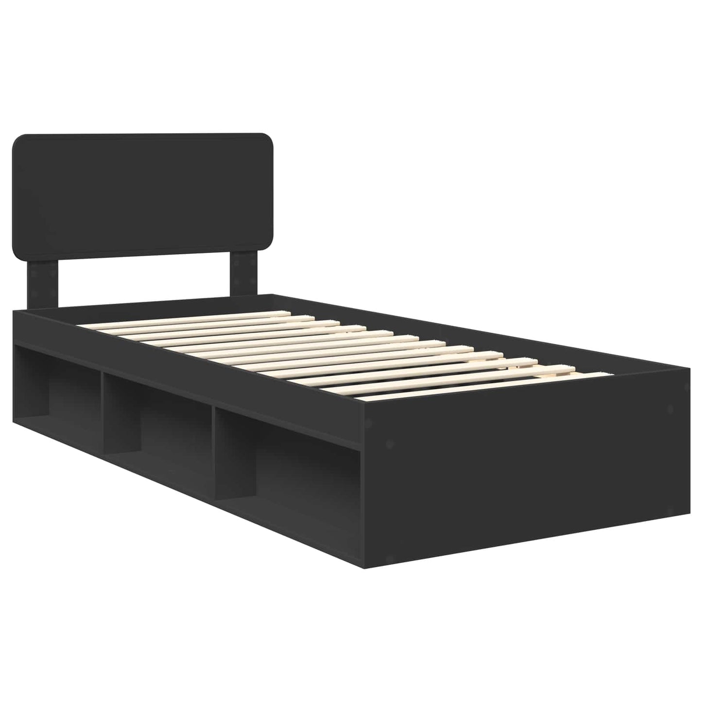 Bed Frame with Headboard Black 90 x 190 cm Solid Pine Wood