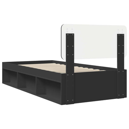 Bed Frame with Headboard Black 90 x 190 cm Solid Pine Wood