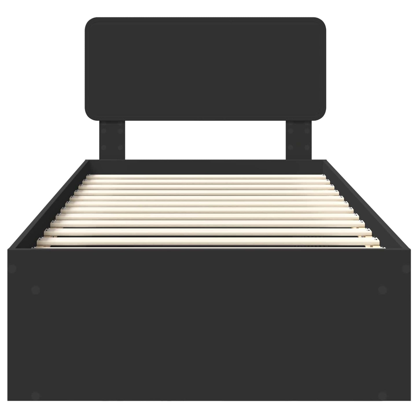 Bed Frame with Headboard Black 90 x 190 cm Solid Pine Wood