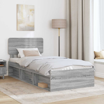 Bed Frame Grey Sonoma 90 x 190 cm Solid Pine Wood