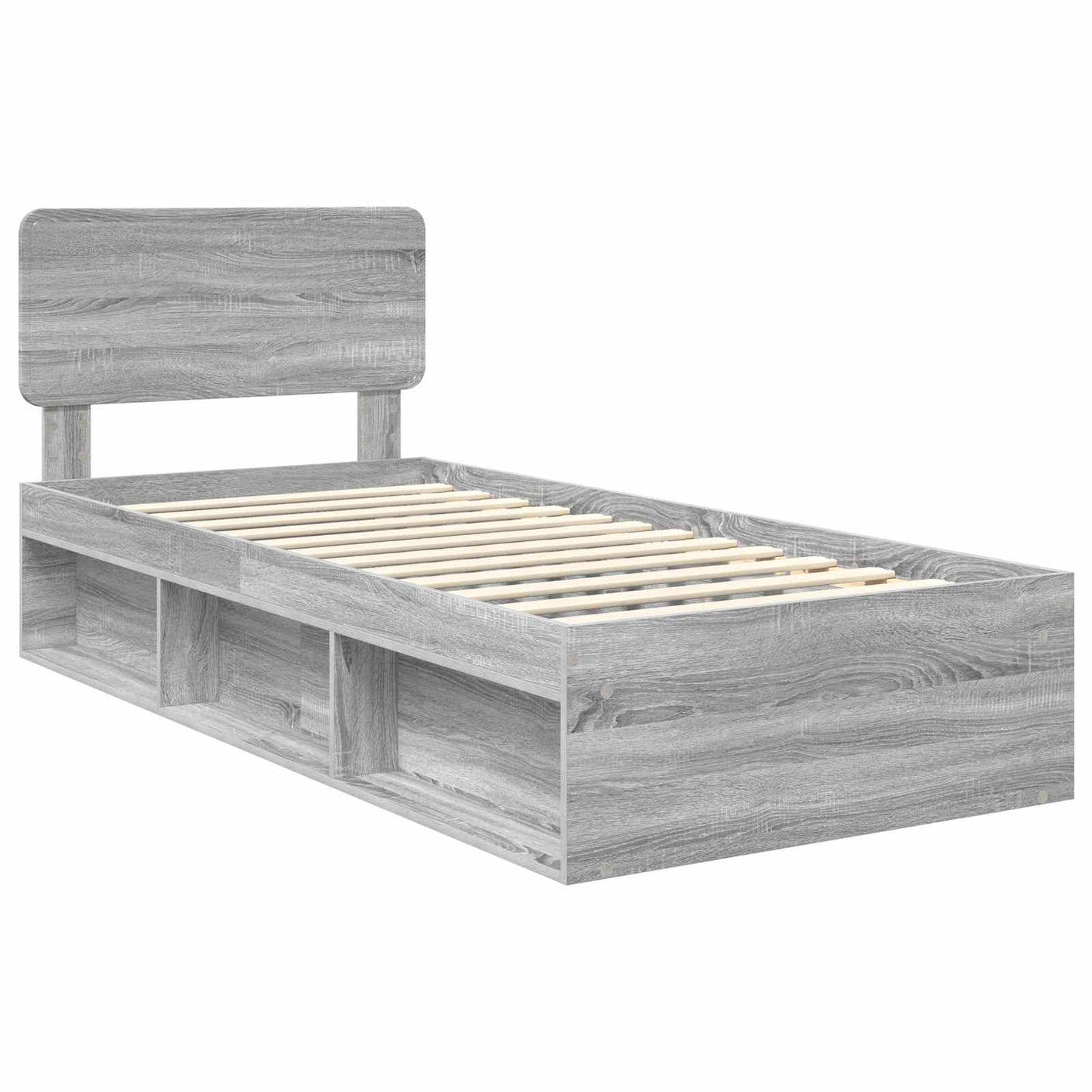 Bed Frame Grey Sonoma 90 x 190 cm Solid Pine Wood