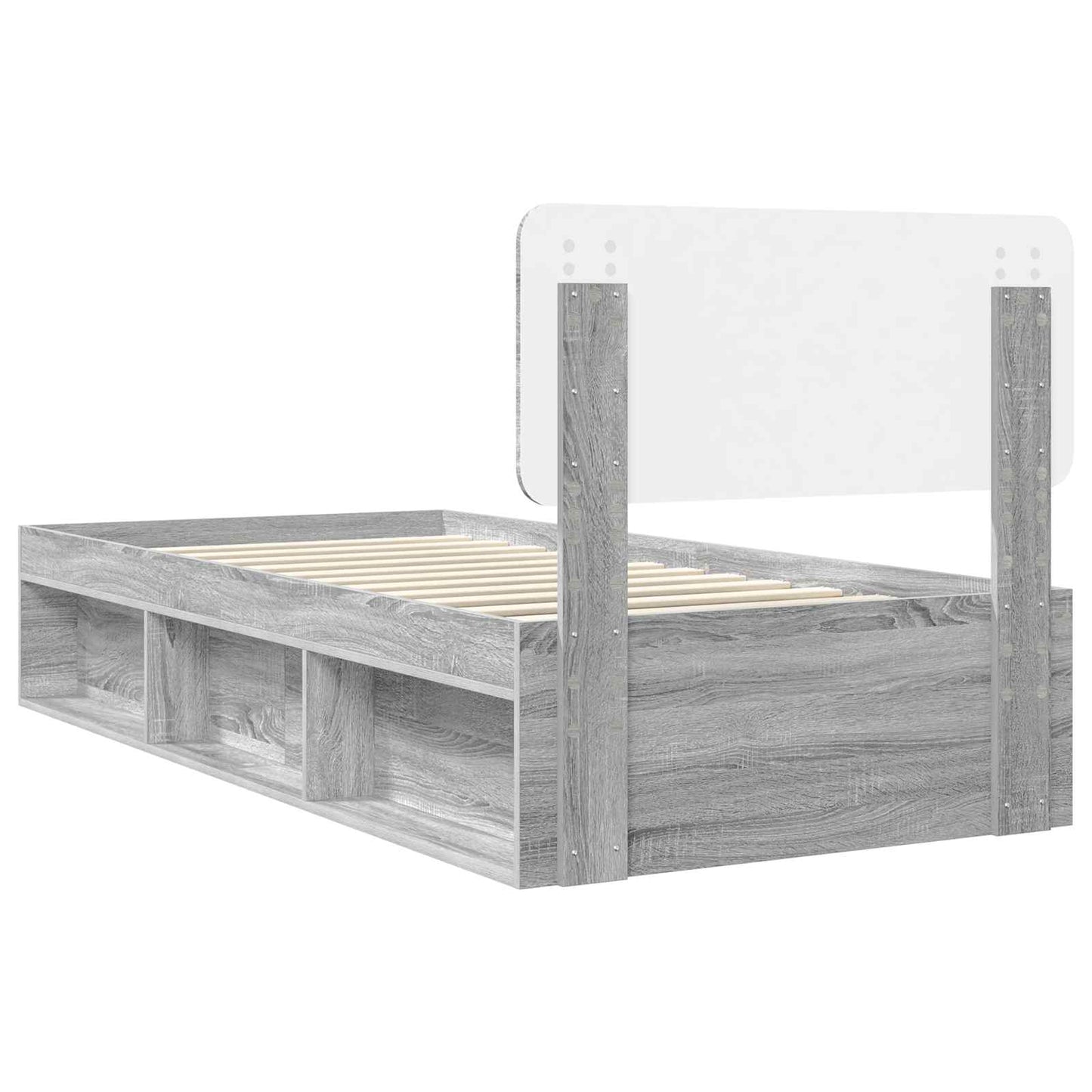 Bed Frame Grey Sonoma 90 x 190 cm Solid Pine Wood