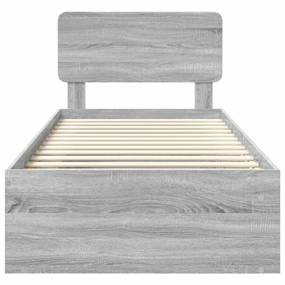 Bed Frame Grey Sonoma 90 x 190 cm Solid Pine Wood