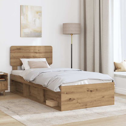 Bed Frame Artisian Oak 90 x 190 cm Solid Pine Wood