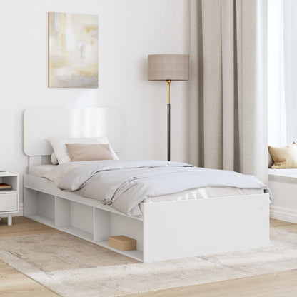 Bed Frame with Headboard White 75 x 190 cm Solid Pine Wood